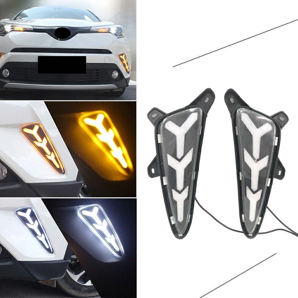 LED Daytime Running Light Fog Lamp DRL w/ Signal for Toyota C-HR (2016–2018)