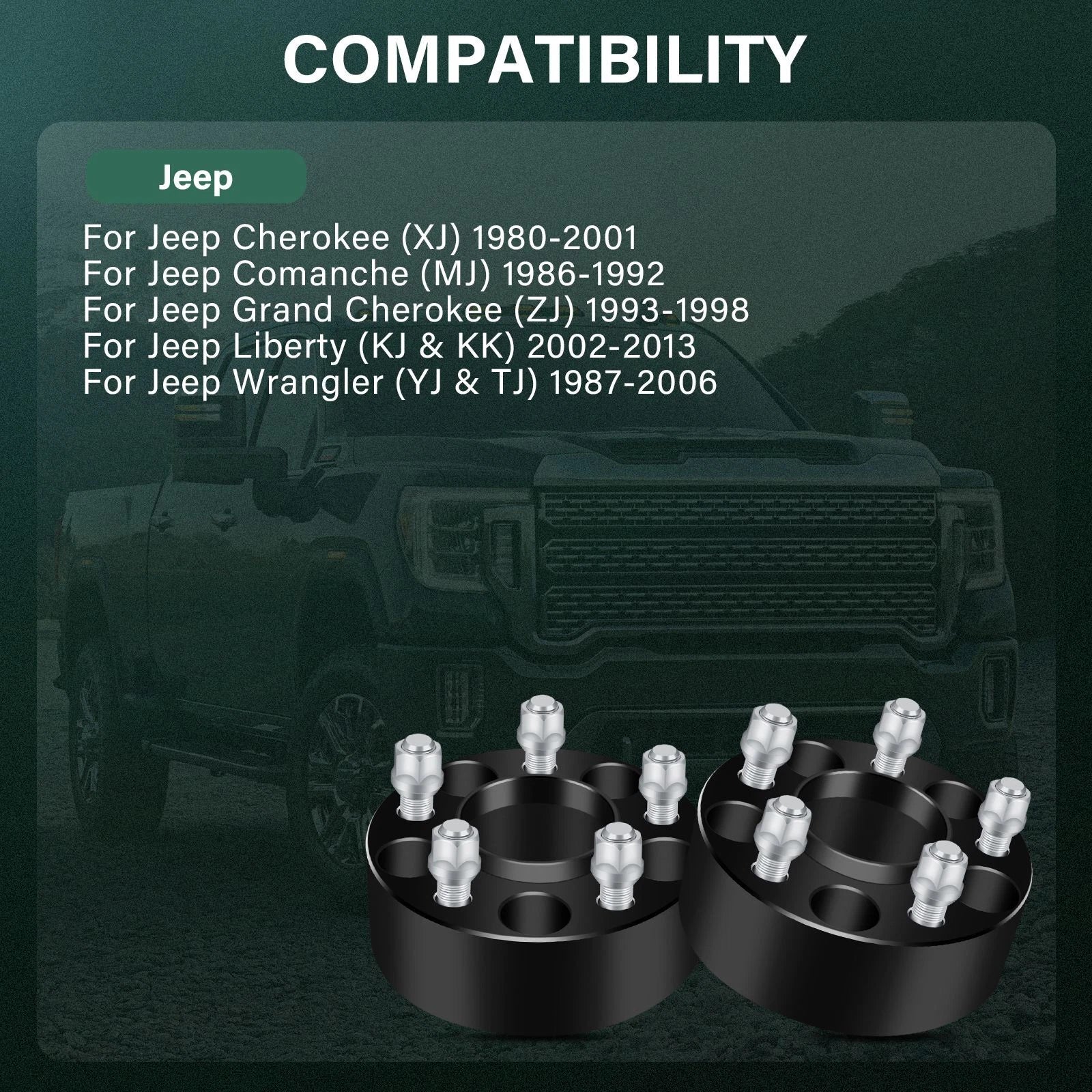 4X 2" Hubcentric Wheel Spacers 5x4.5 1/2"x20 for Jeep Wrangler YJ TJ Liberty KJ (1987–2006)