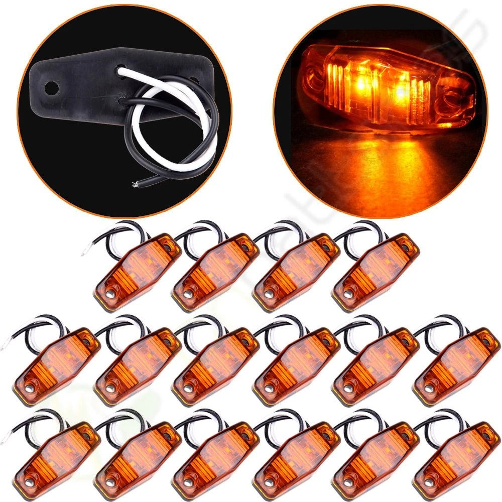 Pack of 16 Amber 2 Diode Clearance Side Marker Lights 2.5''