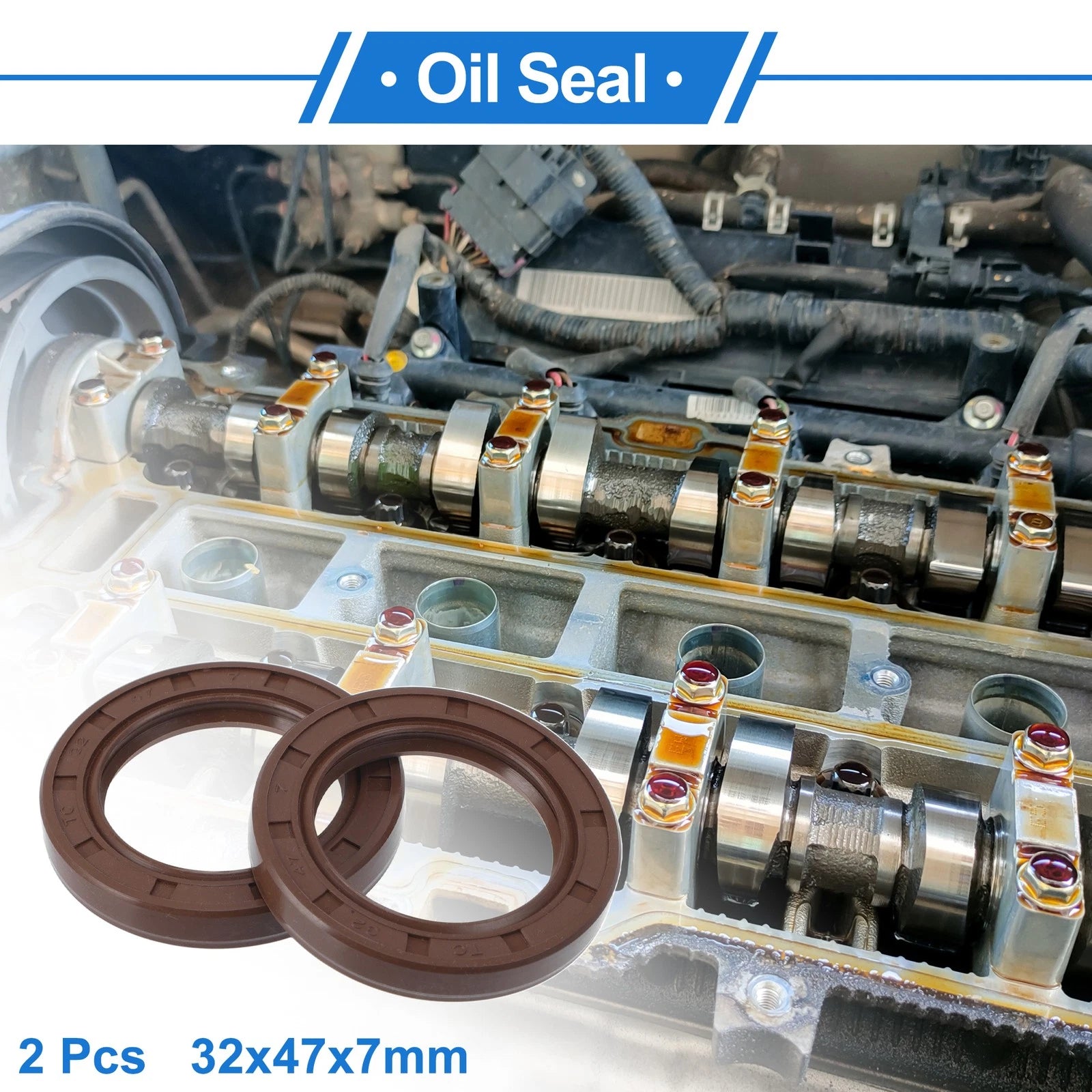 2X Oil Seal Rotary Shaft Seal FKM Rubber 32x47x7mm  