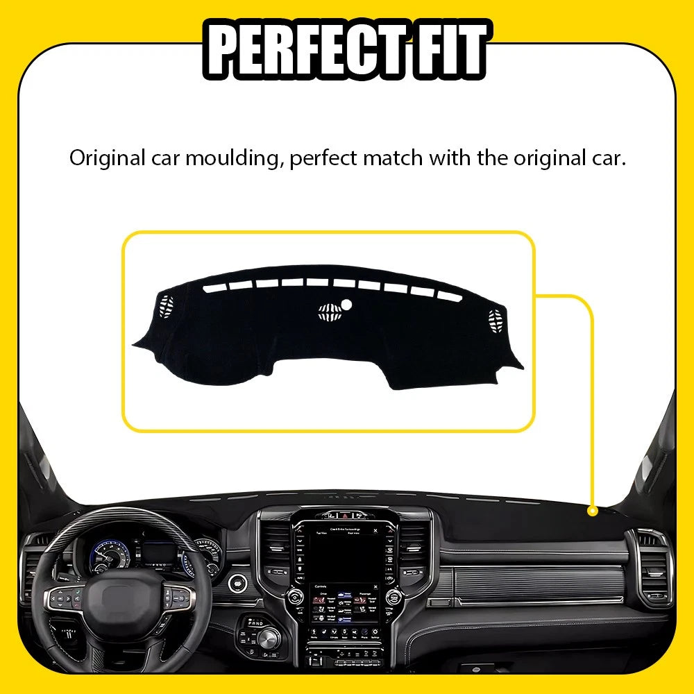 Anti-Slip Dashboard Mat Sunshade Protector for Dodge Ram 1500 2500 3500 (2019-2025)