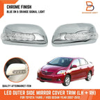 Chrome LED Side Mirror Covers for Toyota Yaris Vios Sedan (2007-2012)