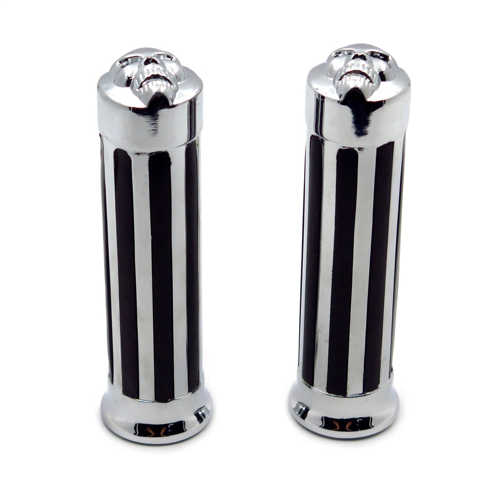 Skull Hand Grips for Harley Touring Dyna Sportster Cruiser (1" 25mm)
