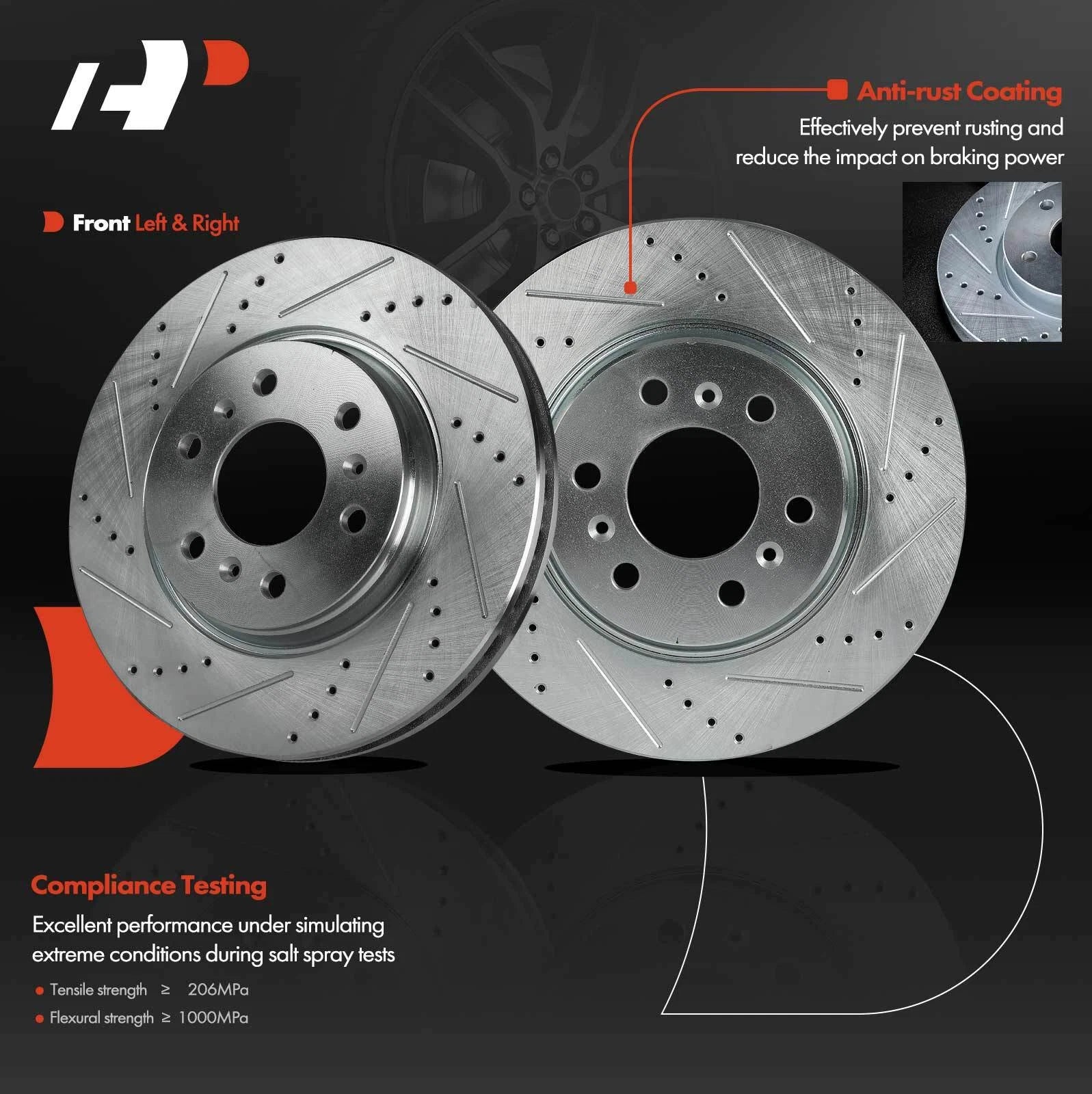 Front Side Drilled Brake Rotors for Chevrolet Uplander (2006-2009)