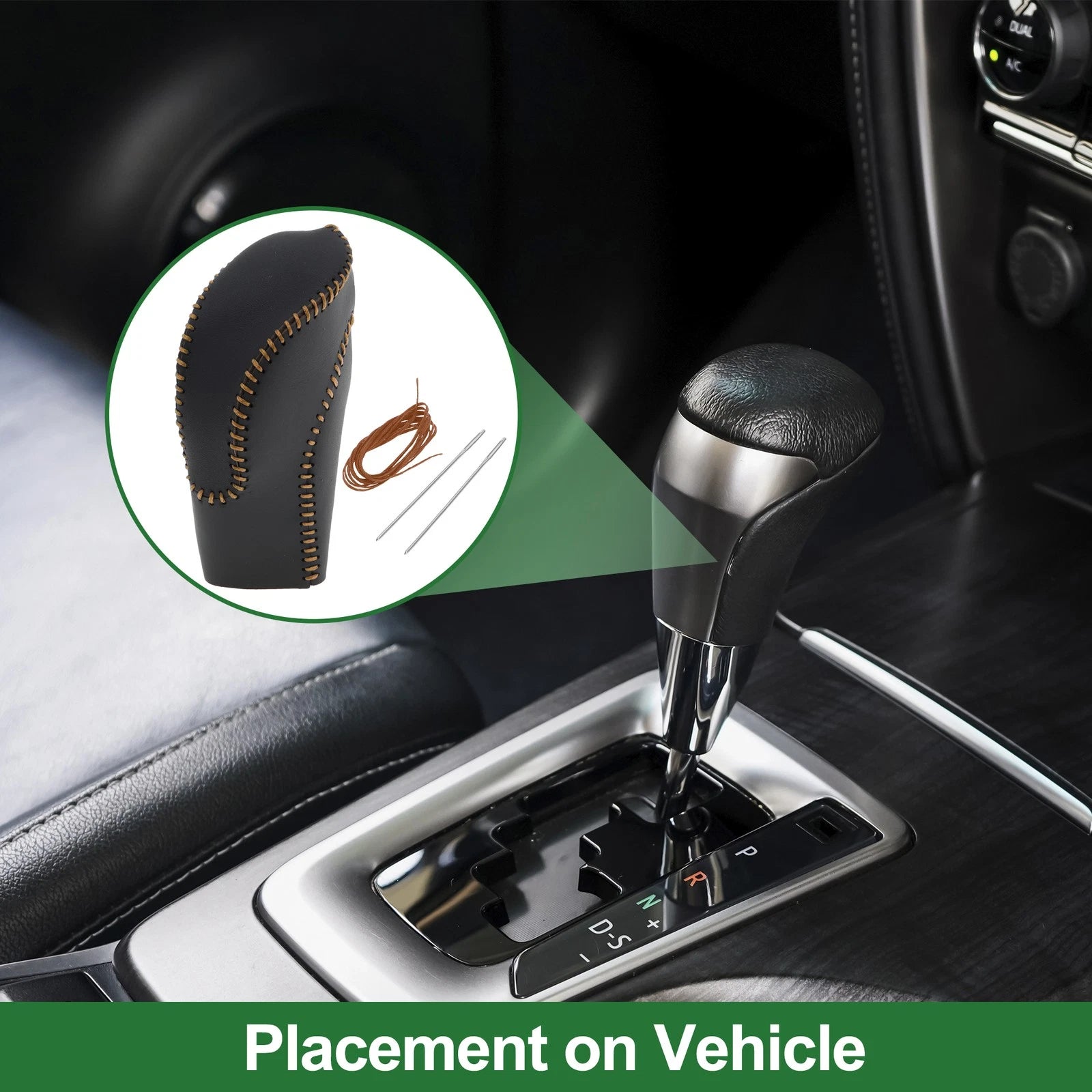 Gear Shift Knob Cover for Subaru Forester (2018–2023) Black Brown Faux Leather