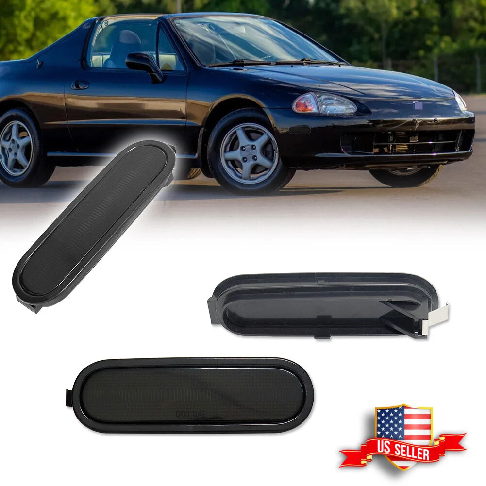 2X Smoke Front Bumper Side Marker Lights for Honda Del Sol (1993–1997)