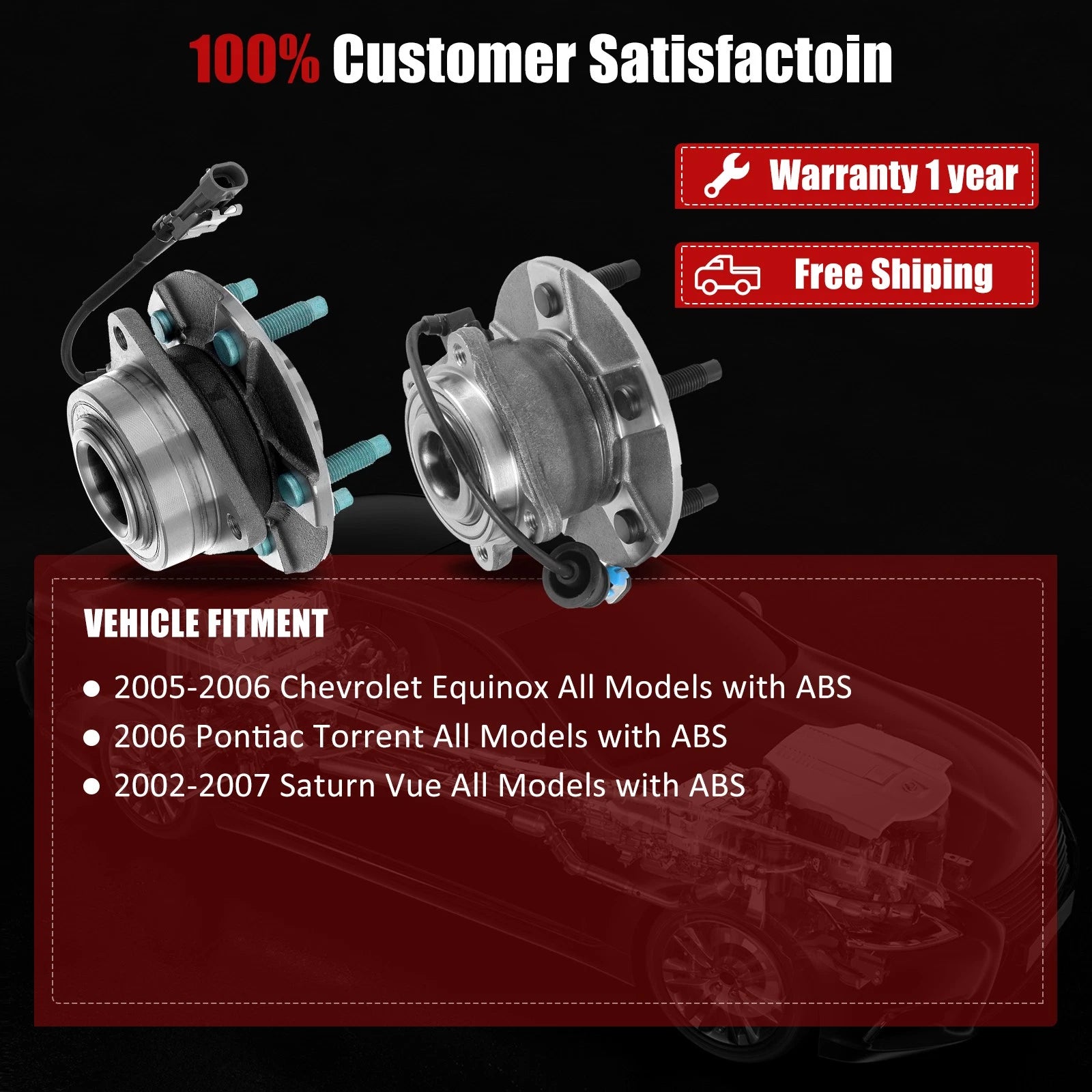 Set of 4 Wheel Hub Bearing Assemblies for Chevy Equinox (2005–2006)