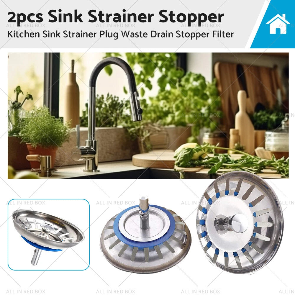 Stainless Steel Sink Strainer Plug Waste Drain Stopper Filter