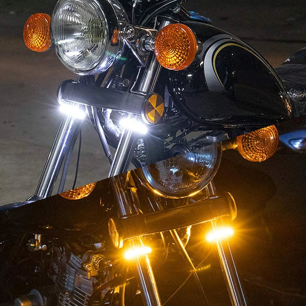 2X Amber LED Fork Turn Signal Light Strip for Motorcycle (USA)