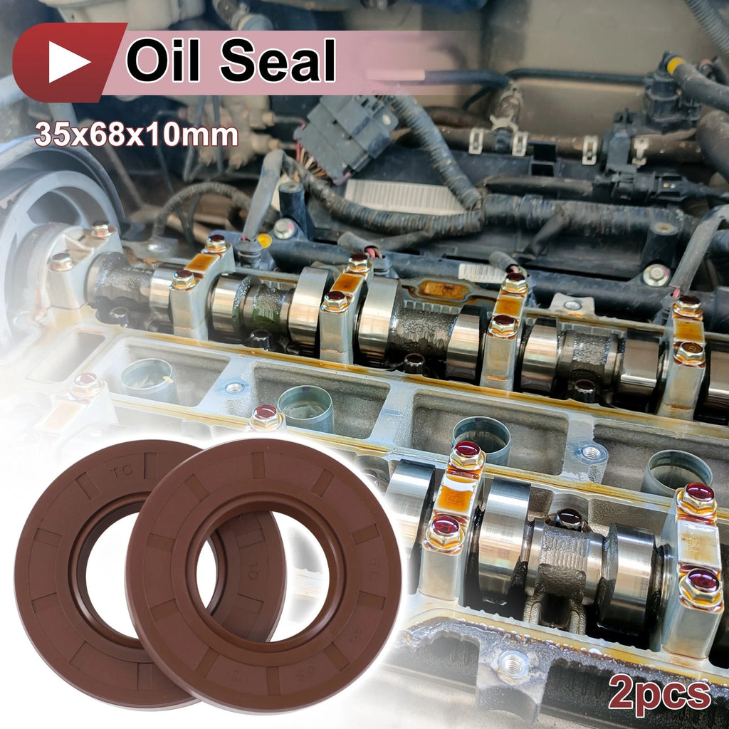 2X Oil Seal Rotary Shaft Seal FKM Rubber 35x68x10mm for Various Models