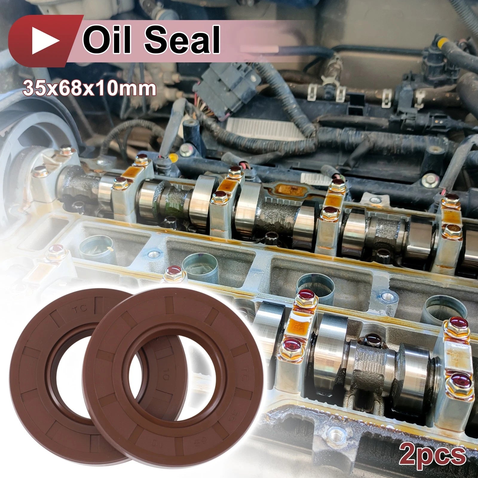 2X Oil Seal Rotary Shaft Seal FKM Rubber 35x68x10mm for Various Models