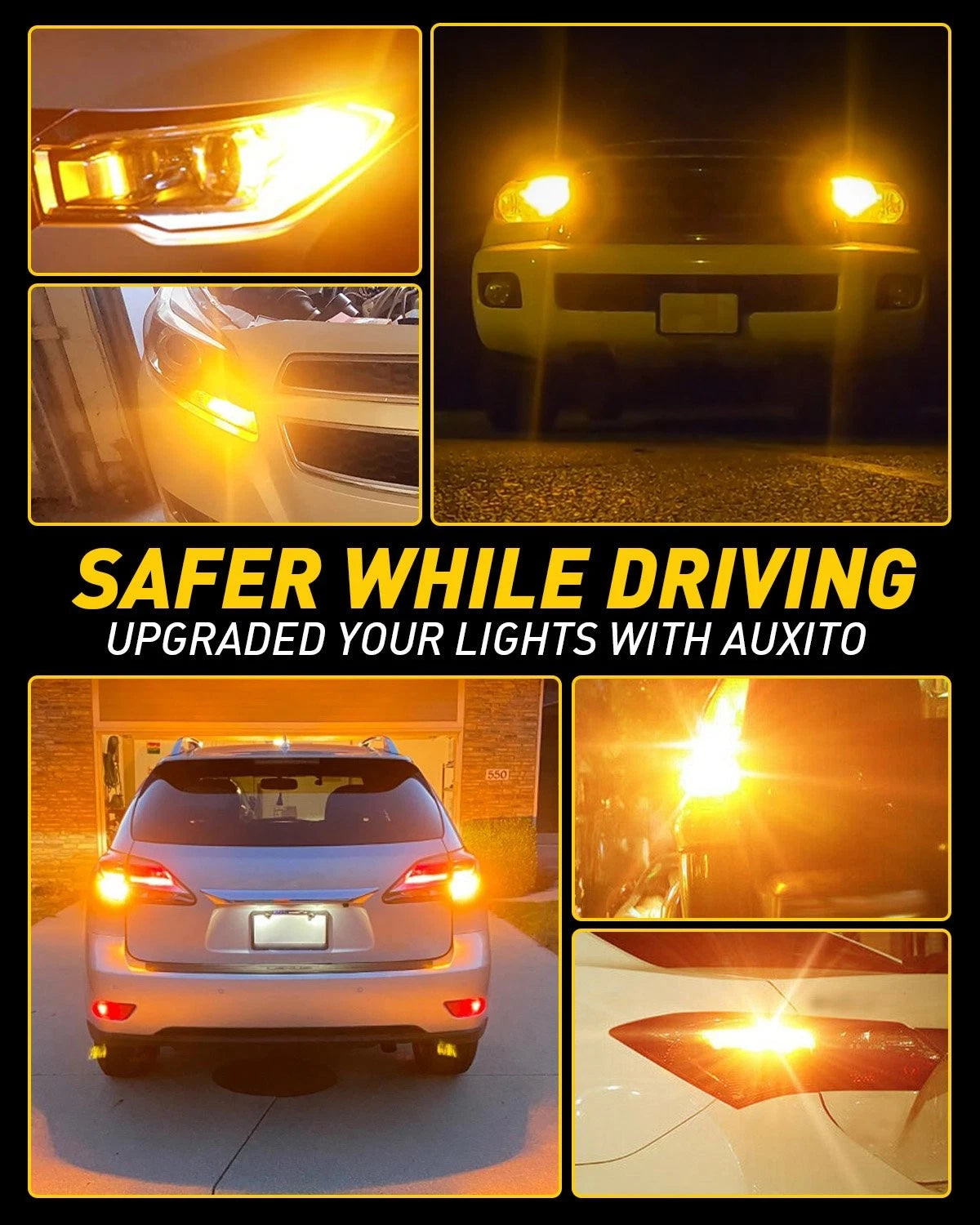 2X LED Amber Yellow Turn Signal Bulbs for Various Vehicles