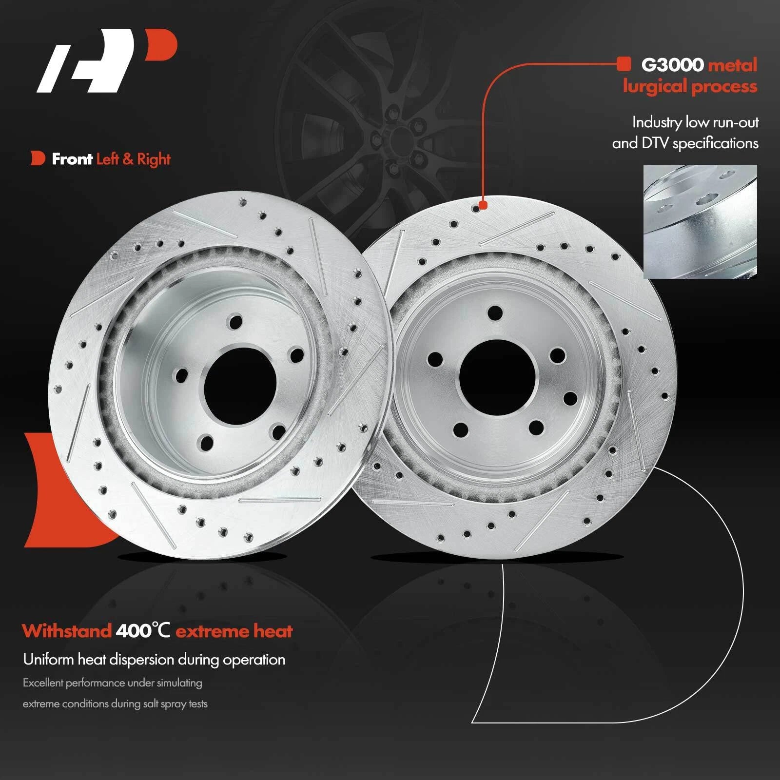 Rear Drilled Brake Rotors & Ceramic Pads for Nissan Maxima (2010–2017)