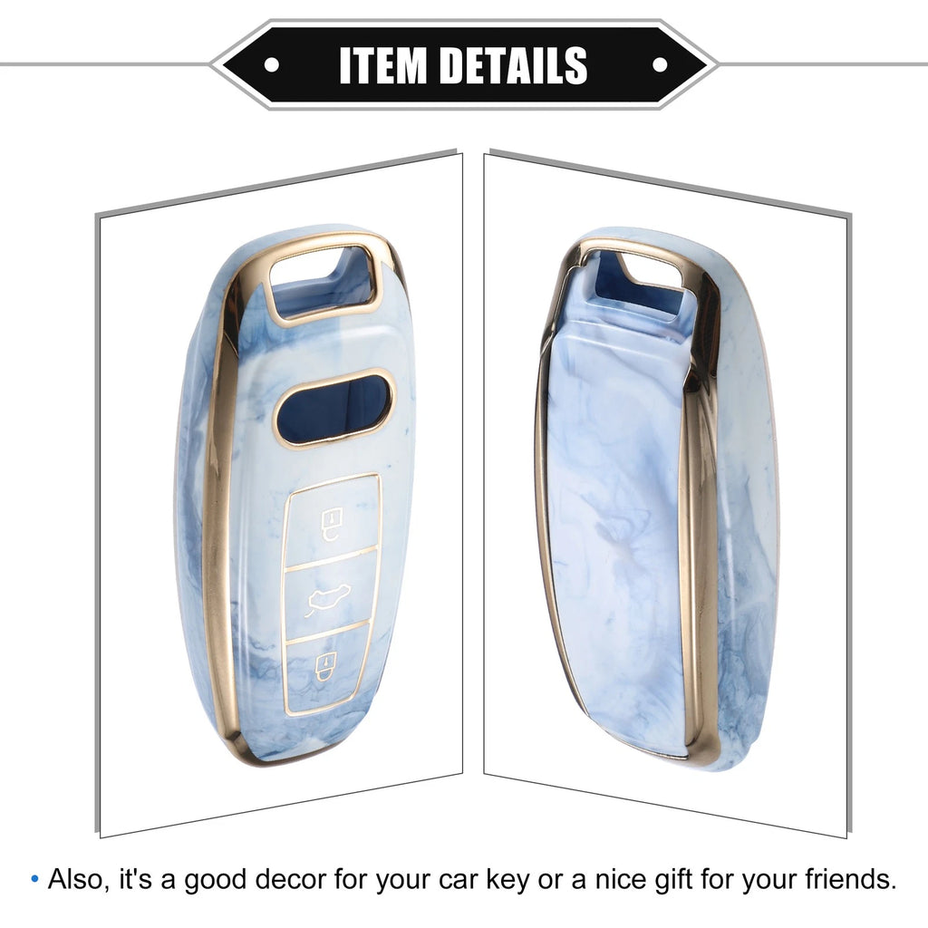 3X Remote Smart Key Fob Cover Case for Audi Q7 Q8 (2020–2021) TPU Blue