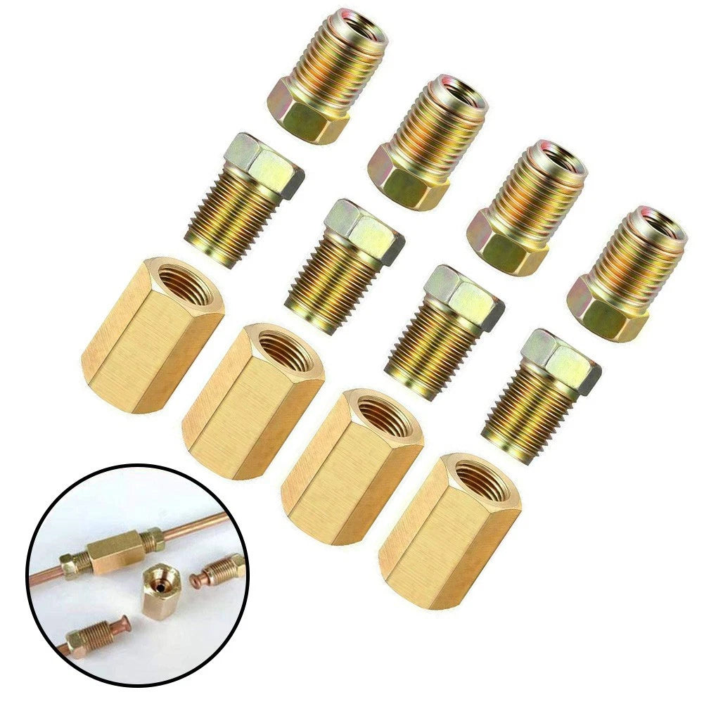 Set of 12 Brake Line Repair Female Unions & Inverted Nuts Fittings