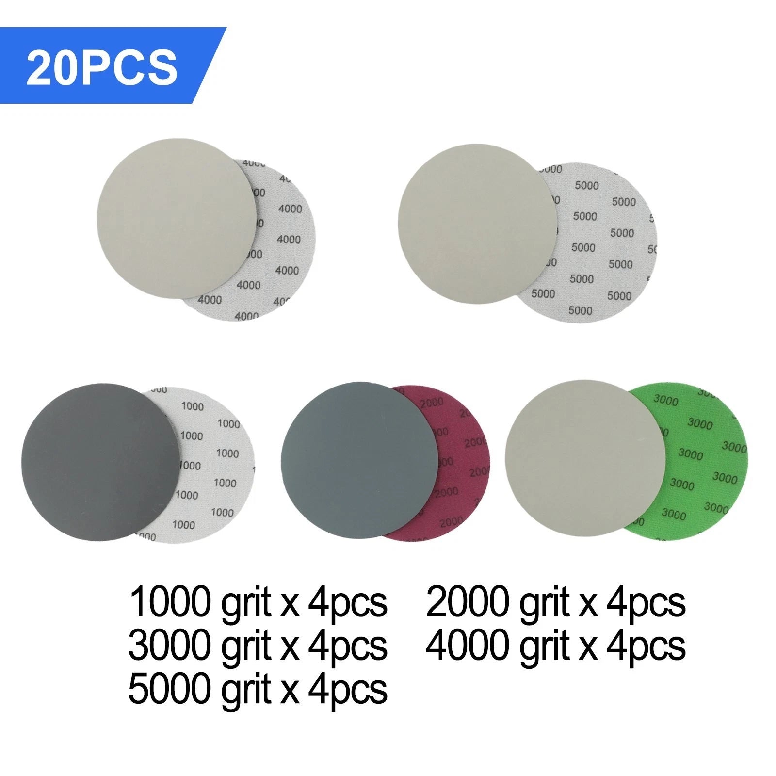 Sanding Disc Set of 10 for Universal Use (125mm, Silicon Carbide, Waterproof)