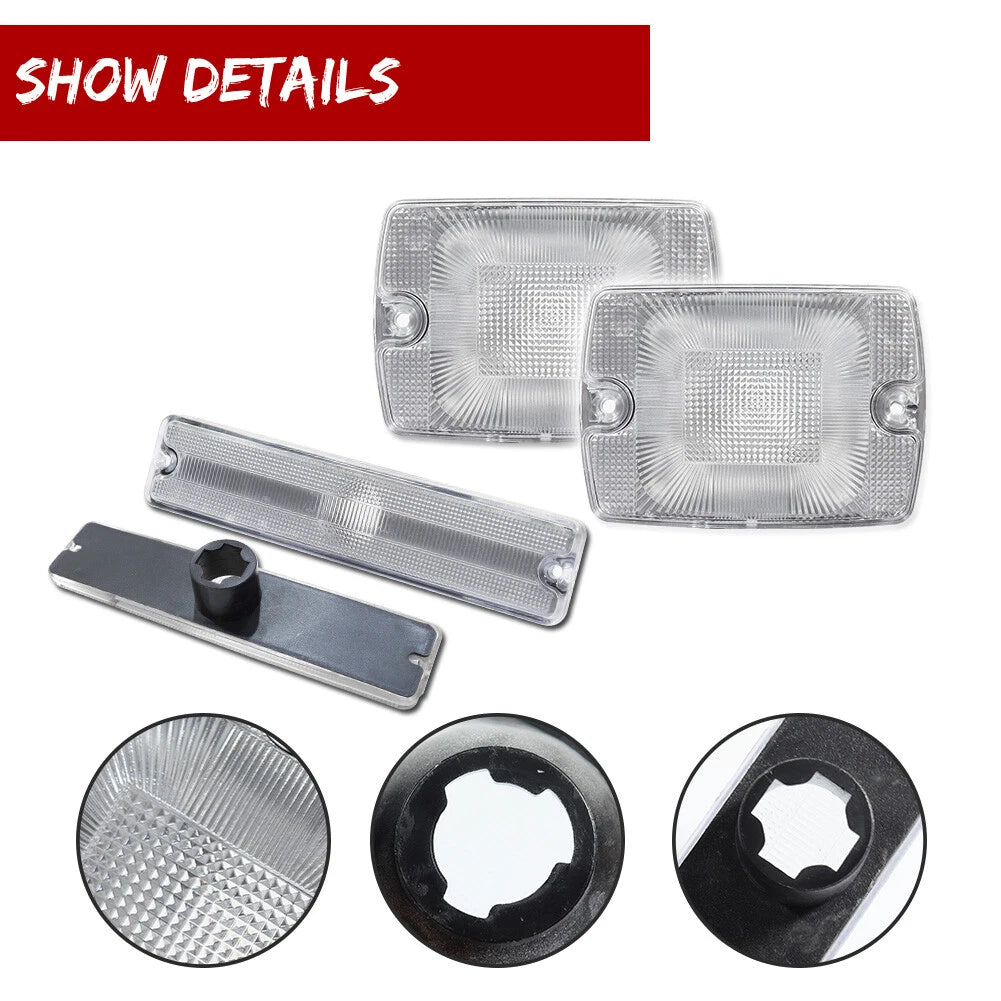 Set of 4 Clear Bumper Signal & Fender Side Marker Lights for Jeep Wrangler (1987–1995)