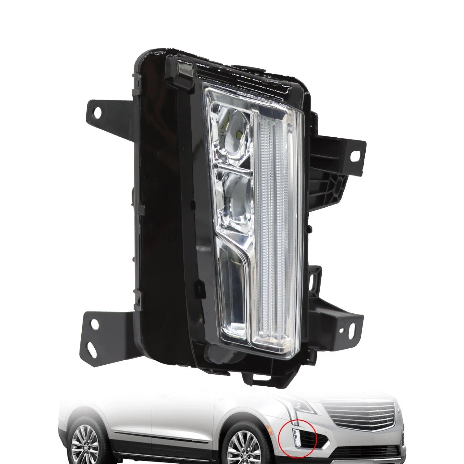 Pair Front Fog Lamp Assembly LED DRL for Cadillac XT5 (2017–2020)