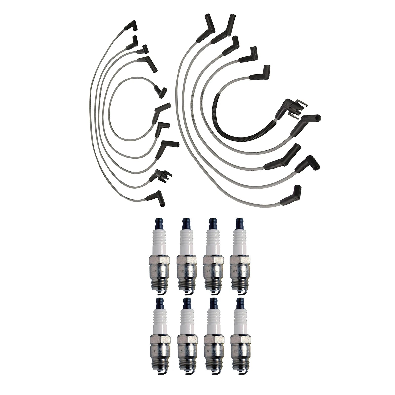 Set of 8 Denso 8mm Wire Set & U-Groove Spark Plugs for Ford Lincoln Mercury V8