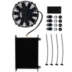15-Row 10AN Oil Cooler with 7" Fan for Universal Modified Vehicles