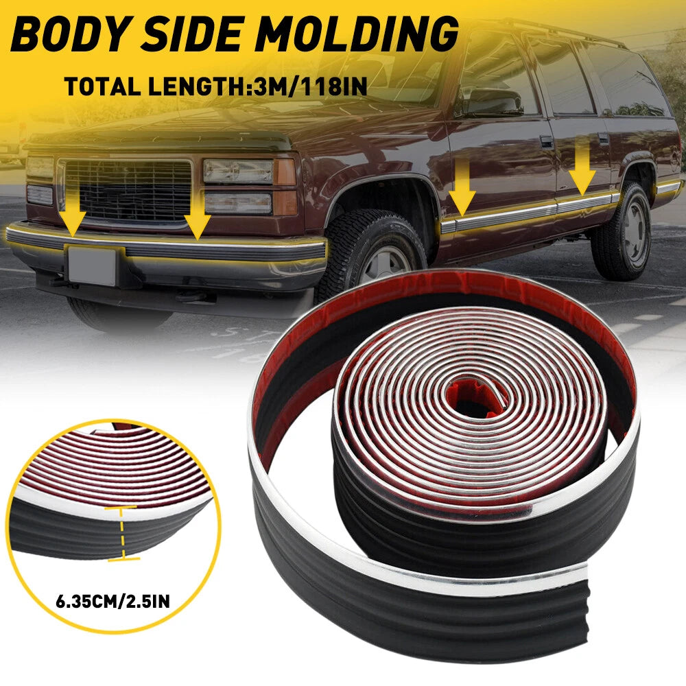 118'' Outside Body Side Belt Molding Protector for Chevy GMC Trucks SUVs (1988–1998)