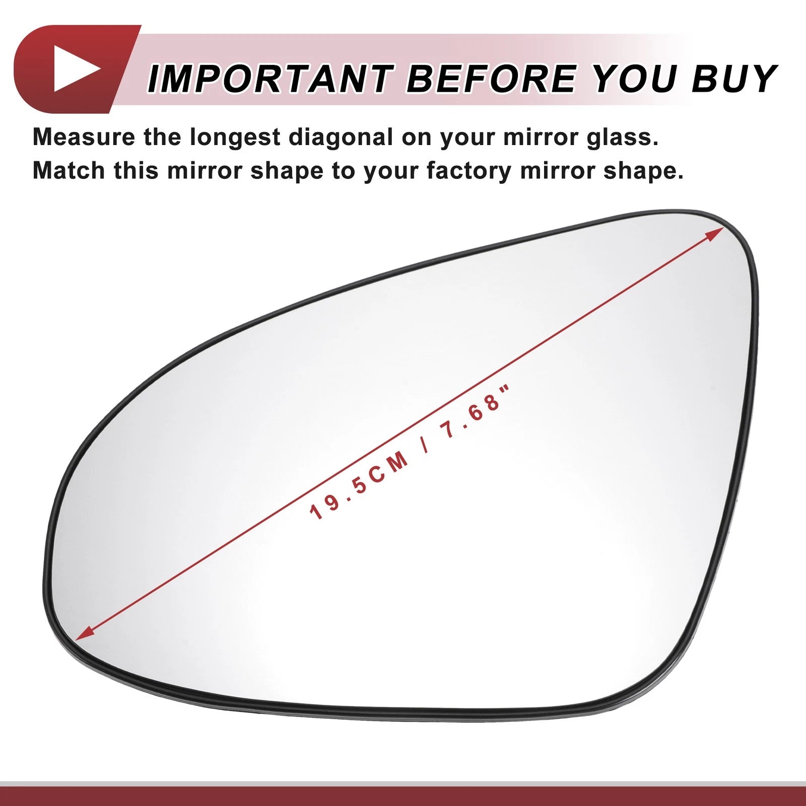 Driver Side Mirror Glass Replacement for Toyota Yaris (2012–2017)