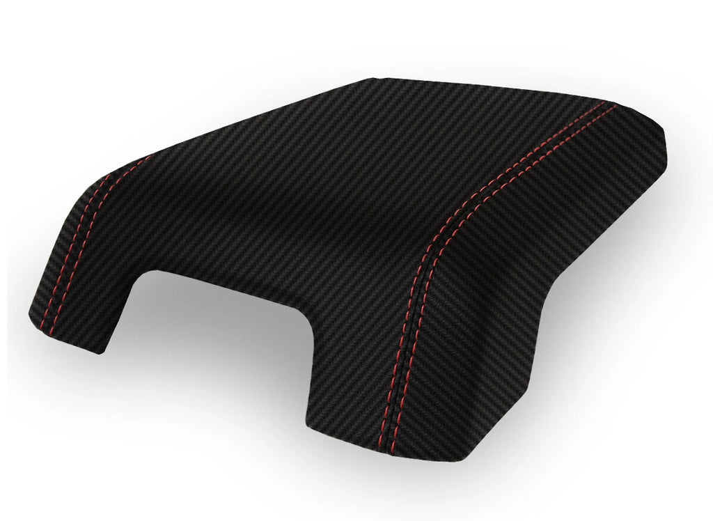 Console Lid Armrest Cover for Ford Super Duty (2011–2016) Carbon Fiber Red Stitch