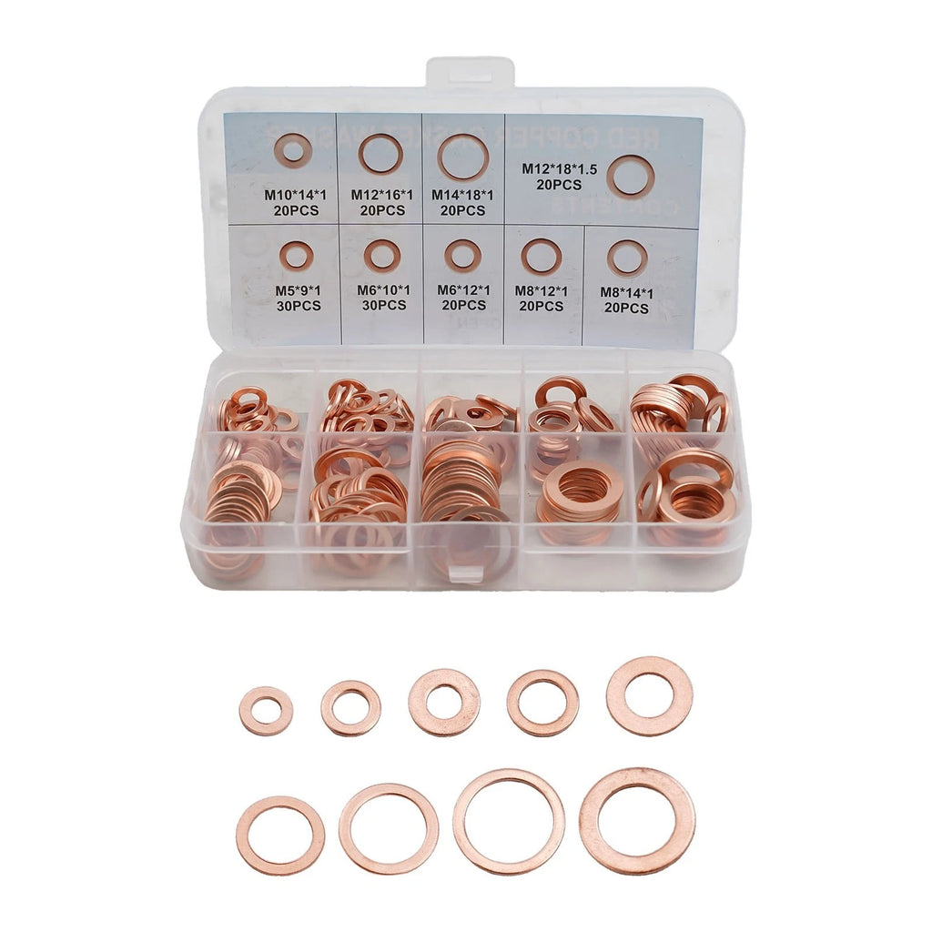200pcs Copper Washer Assortment Set for Car Marine Plant Engines