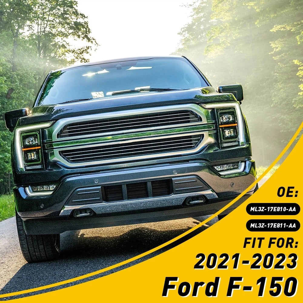 2Pcs Black Front Bumper Corner Panel Cover Trim for Ford F150 (2021-2023)