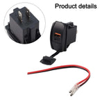 Rocker Switch Dual USB Charger PD and QC3.0 Port with LED Power Socket for Car