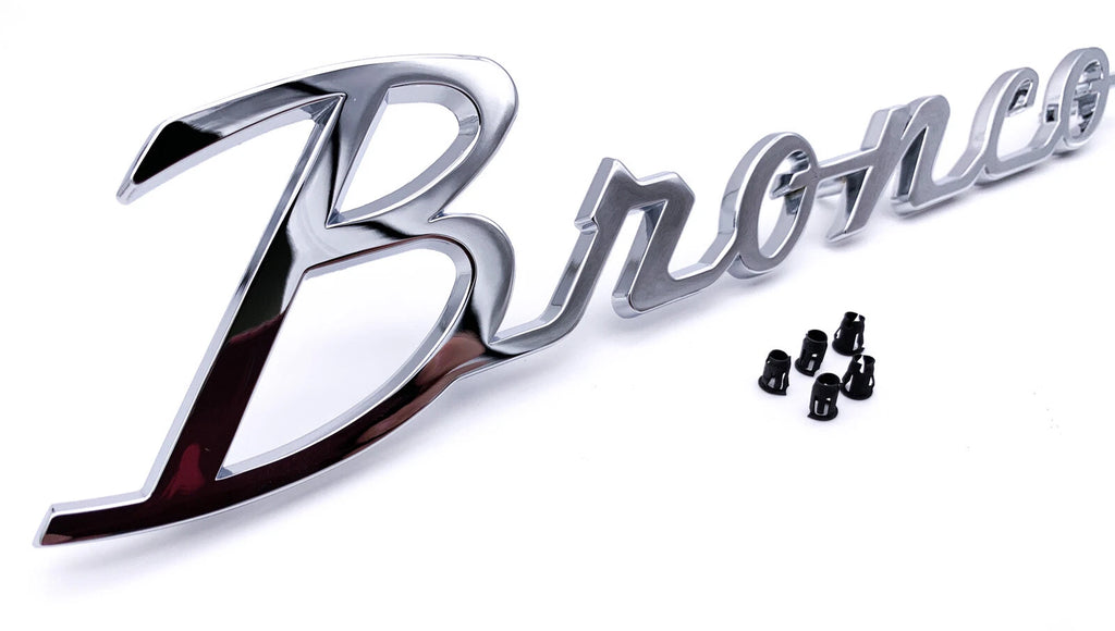 Chrome Fender Script Trim Emblem with Clips for 1966-1977 Ford Bronco