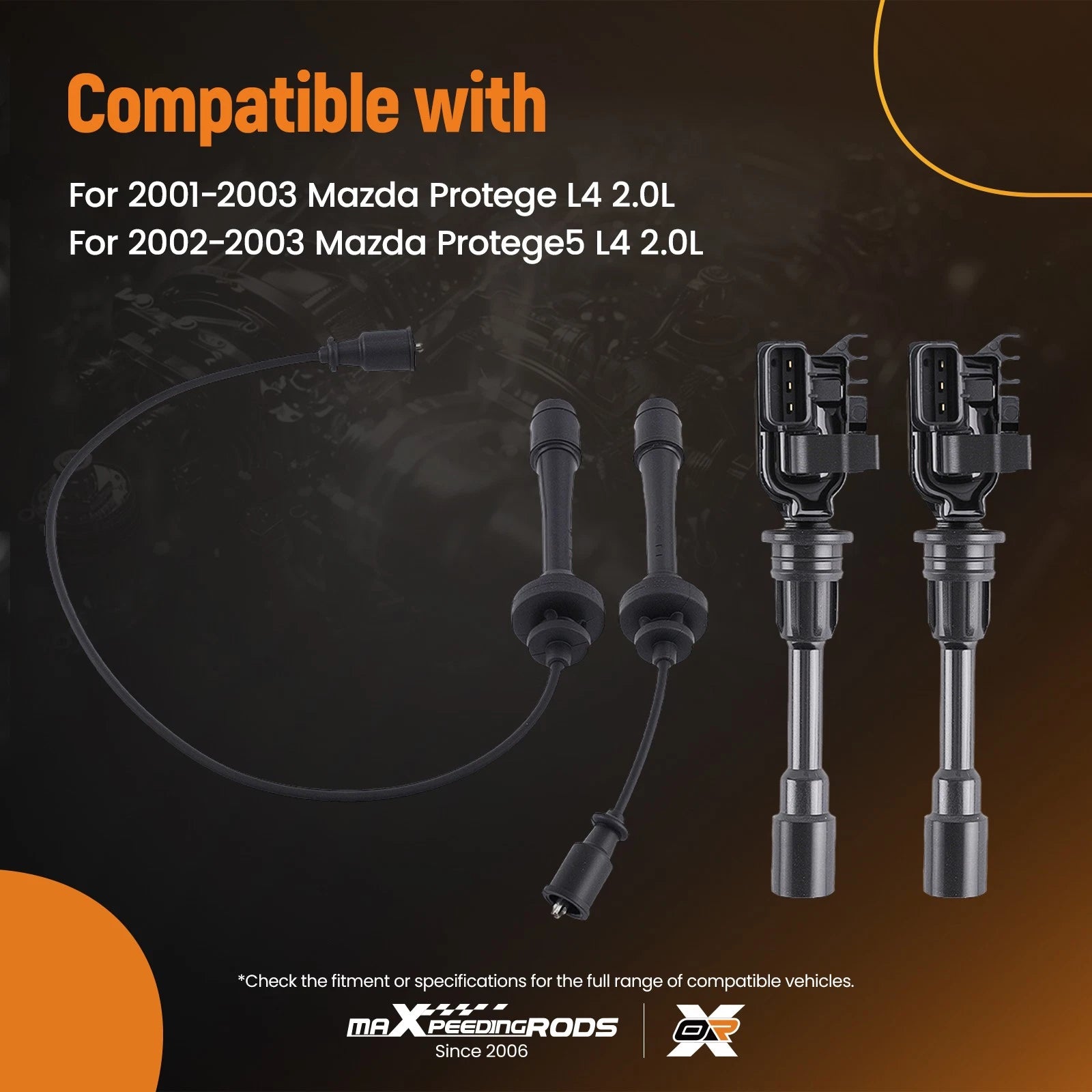 Set of Ignition Coils and Wires for Mazda Protege5 (2002-2003)