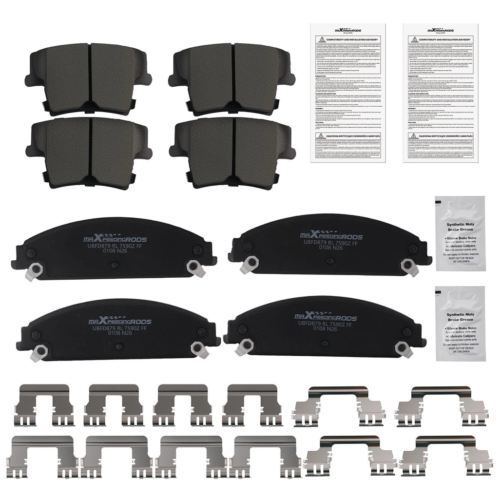 8pcs Ceramic Brake Pads Kit for Dodge Challenger (2009–2023), Avenger (2014)