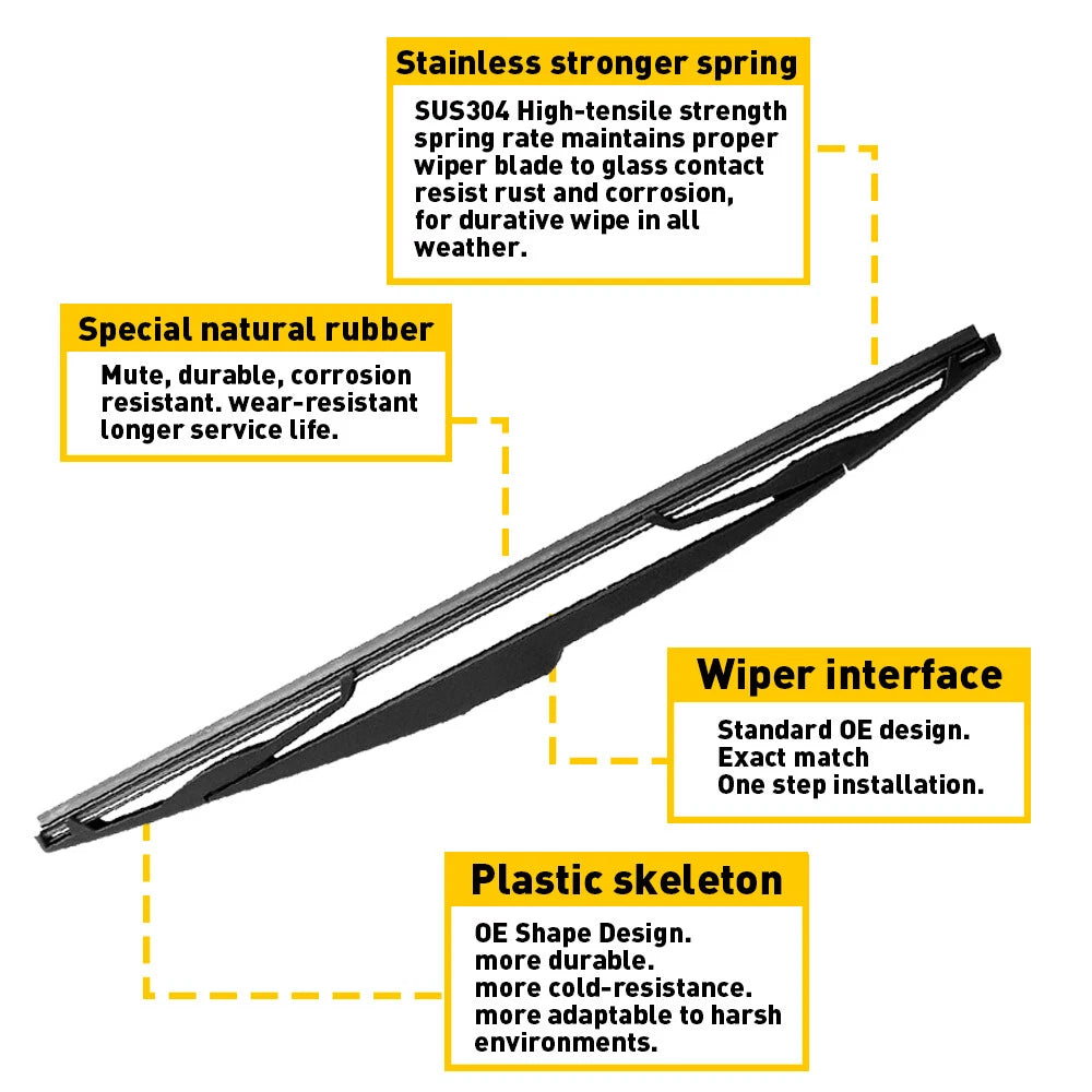 Rear Window Wiper Arm & Blade for Nissan Versa (2007–2011) Rubber