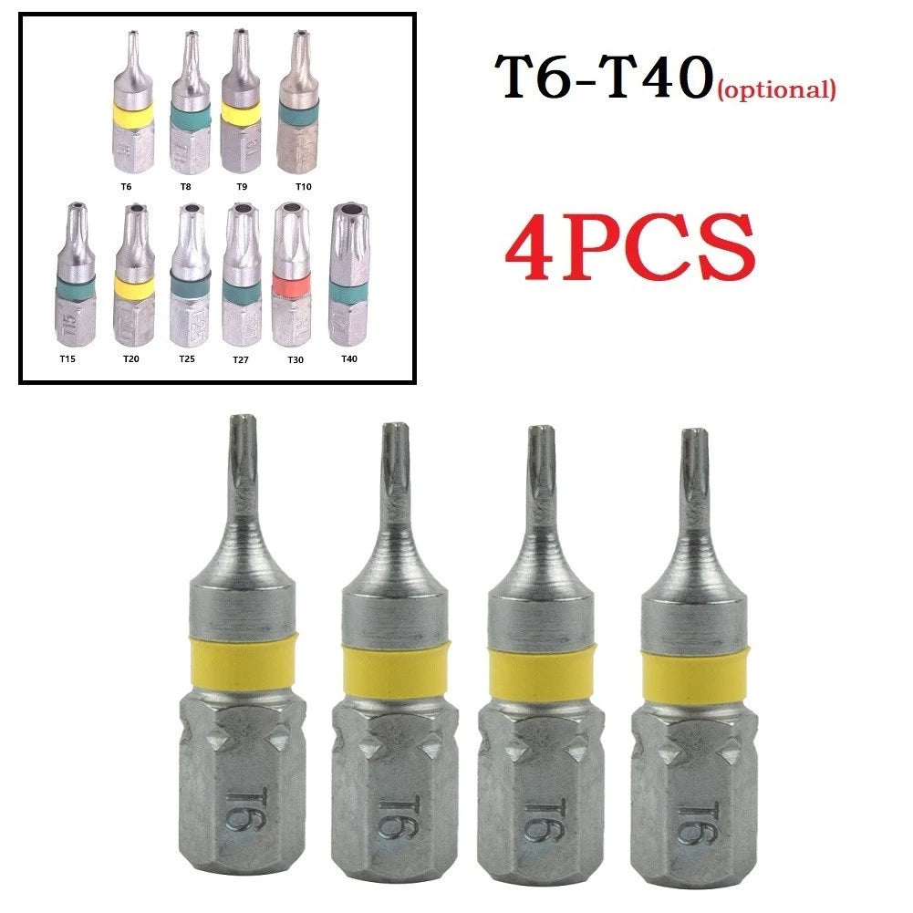 Set of 4 Screwdriver Bits 1/4 Inch Hex Shank for Automotive Use