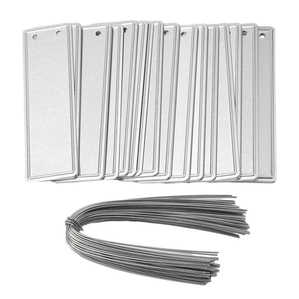 Set of 10 Aluminum Double-Sided Write Plant Labels 82x25x0.5mm