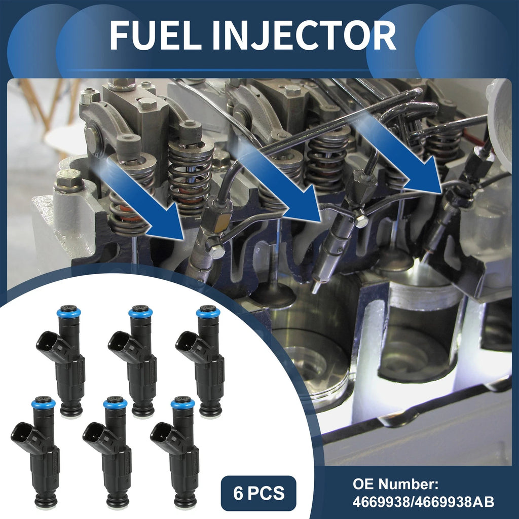 Set of 6 Fuel Injectors for Dodge Ram 1500 (2000–2001) No. 4669938AB