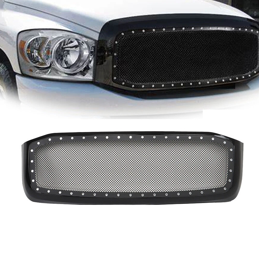 Black Mesh Steel Front Upper Grille for Dodge Ram 1500 (2006–2008)