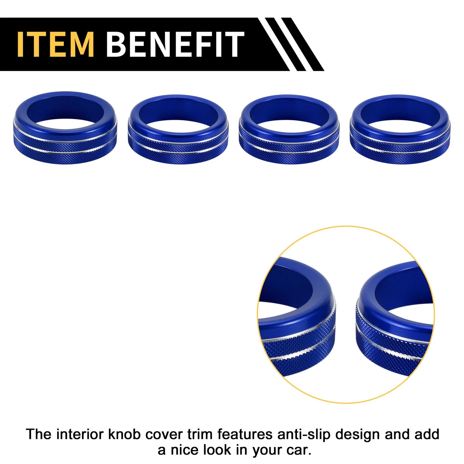 Set of 4 Air Conditioner Heater Switch Knob Cover Rings for Toyota Tacoma (2020–2023) Blue