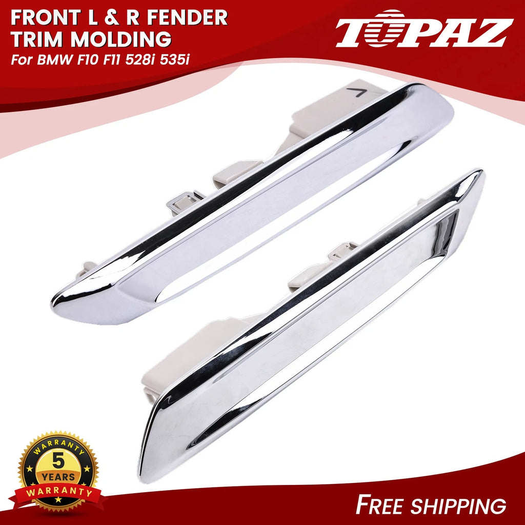 Set of 2 Chrome Fender Trim Molding for BMW F10 F11 (2011–2017)