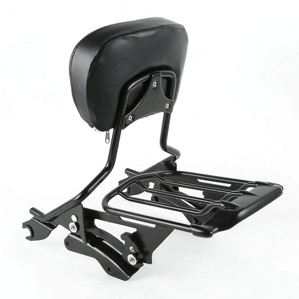 Black Sissy Bar Backrest Luggage Rack for Harley Touring (2014-2025)