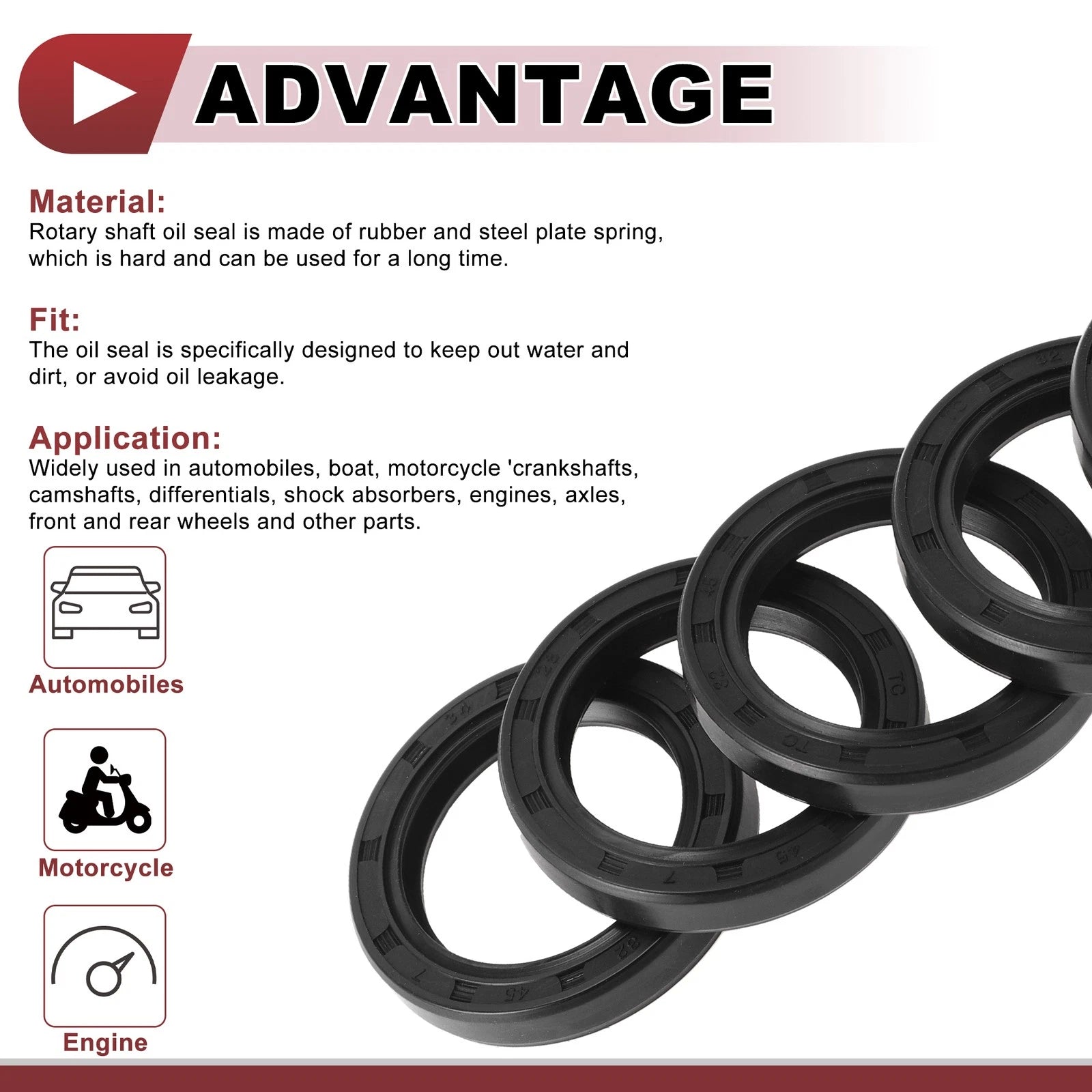 Set of 5 Rotary Shaft Oil Seals for Various Models (32x45x7mm, Nitrile)