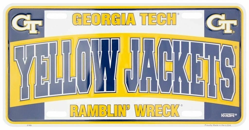 Embossed Metal License Plate for Georgia Tech Yellow Jackets (6x12)