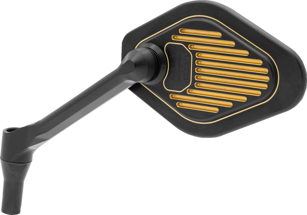 Adjustable Mirror for Drag Specialties (Black/Gold, Short Stem, Left)