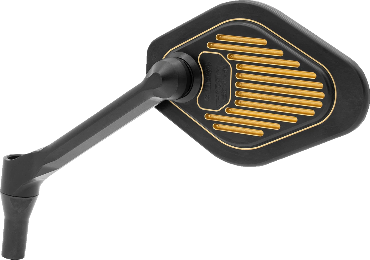 Adjustable Mirror for Drag Specialties (Black/Gold, Short Stem, Left)