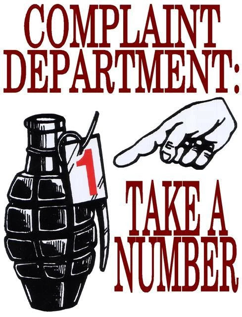 Complaint Department Sign for Man Cave