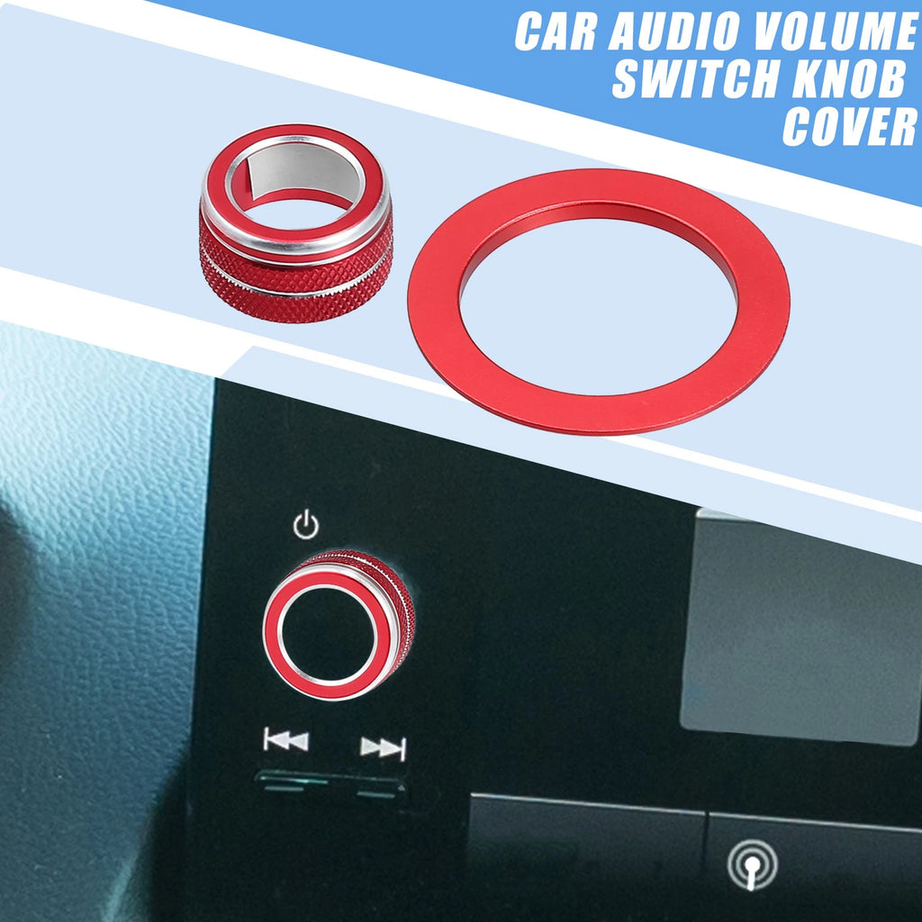 2X Media Volume Switch Knob Engine Start Button Cover for Honda Civic (2022) Red