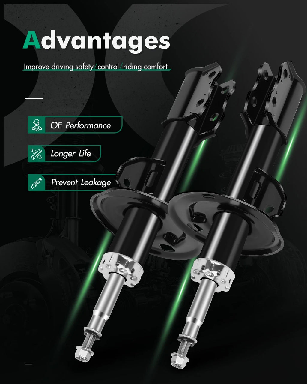 Front Pair Shock Struts for Toyota Yaris (2006–2014) & Prius C (2012–2015)