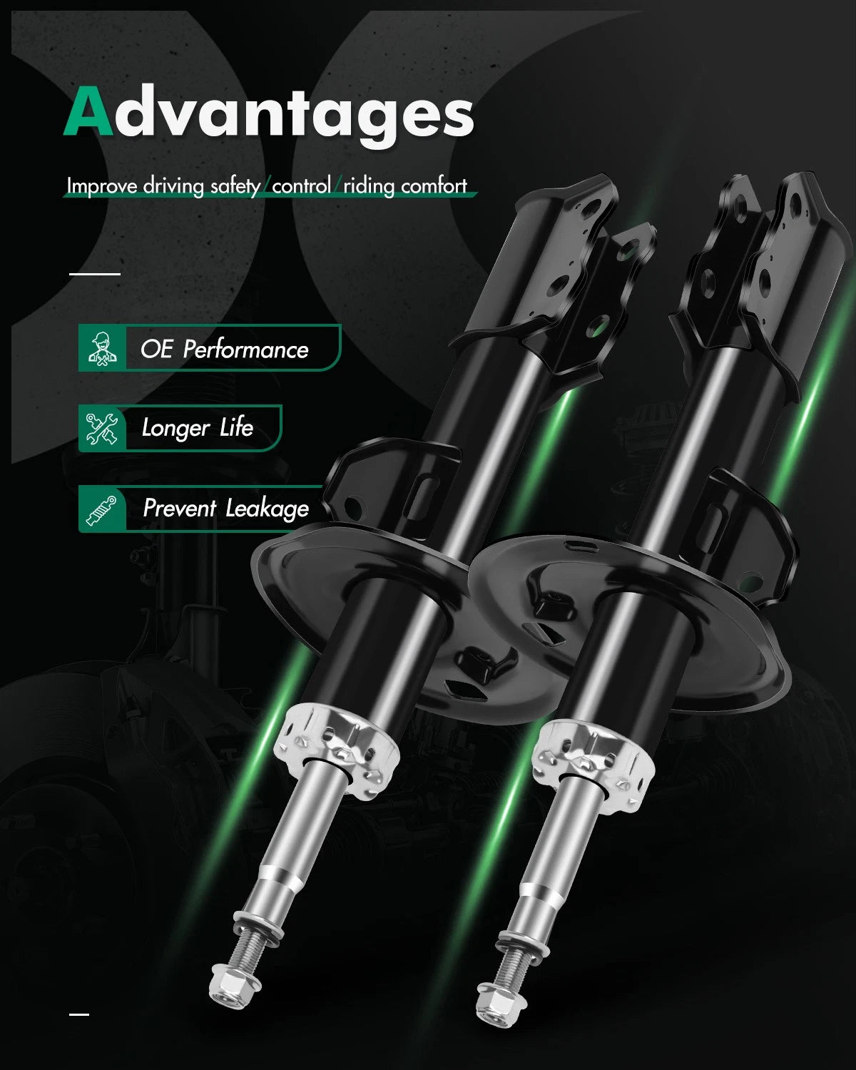Front Pair Shock Struts for Toyota Yaris (2006–2014) & Prius C (2012–2015)