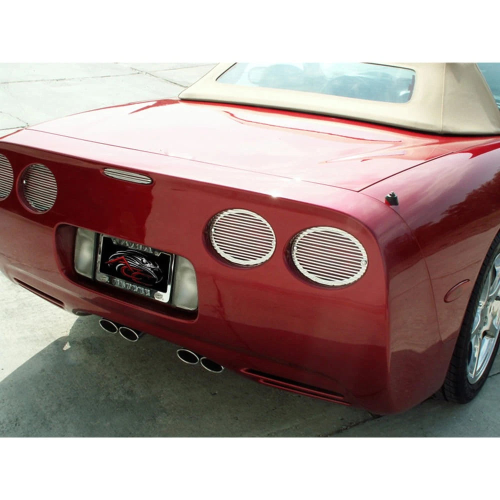 Polished Stainless Steel Tail Light Grilles Billet Style for 1997-2004 Corvette